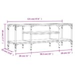 vidaXL TV skrinka dymový dub 121x35x45 cm kompozitné drevo a železo – Obrázok 9