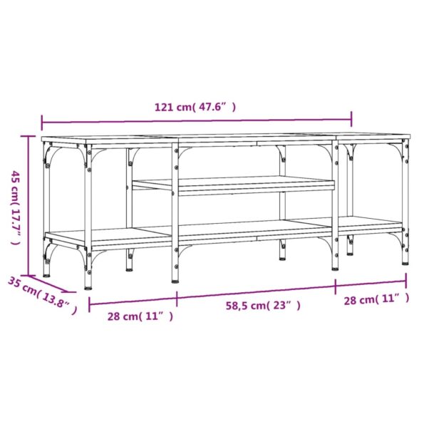 vidaXL TV skrinka dymový dub 121x35x45 cm kompozitné drevo a železo – Obrázok 9