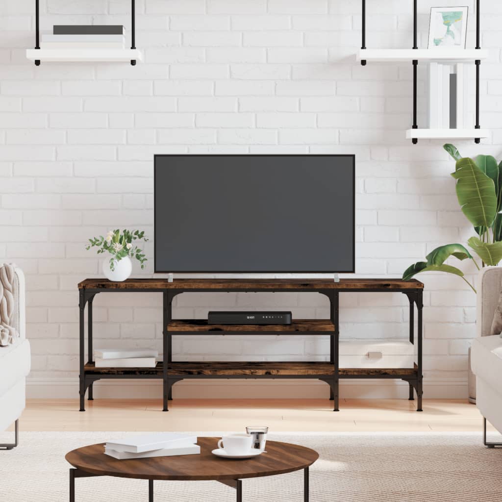 VXL8720845774226_m_en_hd_1.jpg vidaXL TV skrinka dymový dub 121x35x45 cm kompozitné drevo a železo – Obrázok 1