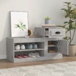 vidaXL Botník betónovo sivý 100x42x60 cm kompozitné drevo – Obrázok 3