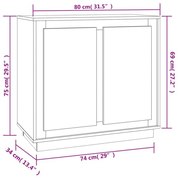 vidaXL Komoda dymový dub 80x34x75 cm kompozitné drevo – Obrázok 8