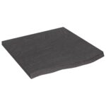vidaXL Nástenná polica tmavohnedá 60x60x(2-4) cm ošetrený dubový masív