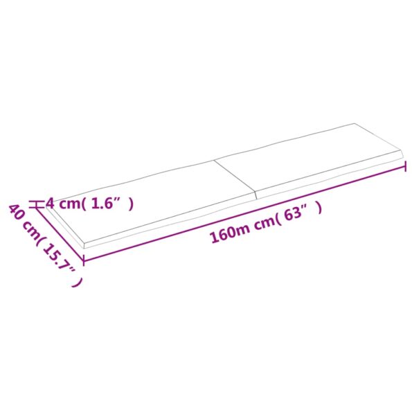vidaXL Stolová doska tmavohnedá 160x40x(2-4)cm ošetrený masív hrany – Obrázok 5