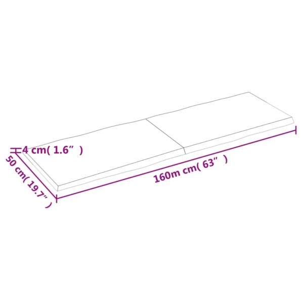 vidaXL Stolová doska tmavohnedá 160x50x(2-4)cm ošetrený masív hrany – Obrázok 5