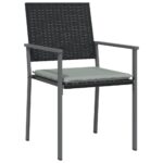 vidaXL Záhradné stoličky s vankúšmi 6ks čierne 54x62,5x89 cm polyratan – Obrázok 3