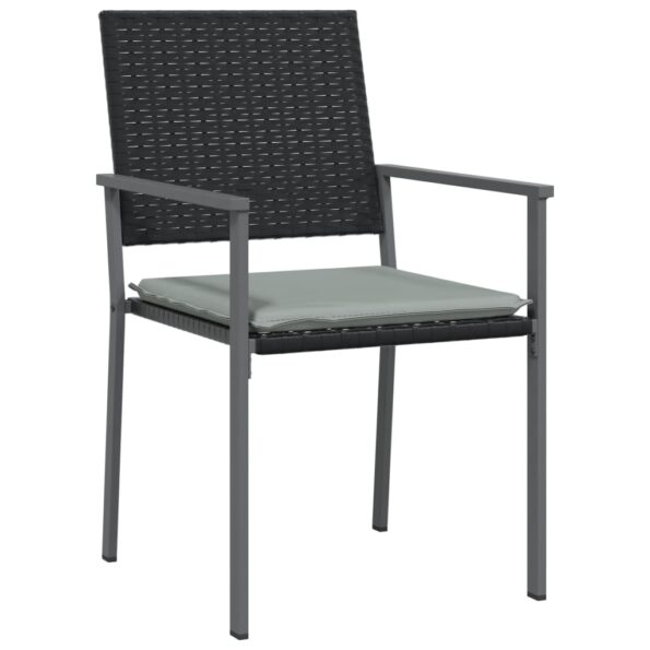 vidaXL Záhradné stoličky s vankúšmi 6ks čierne 54x62,5x89 cm polyratan – Obrázok 3