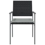vidaXL Záhradné stoličky s vankúšmi 6ks čierne 54x62,5x89 cm polyratan – Obrázok 4