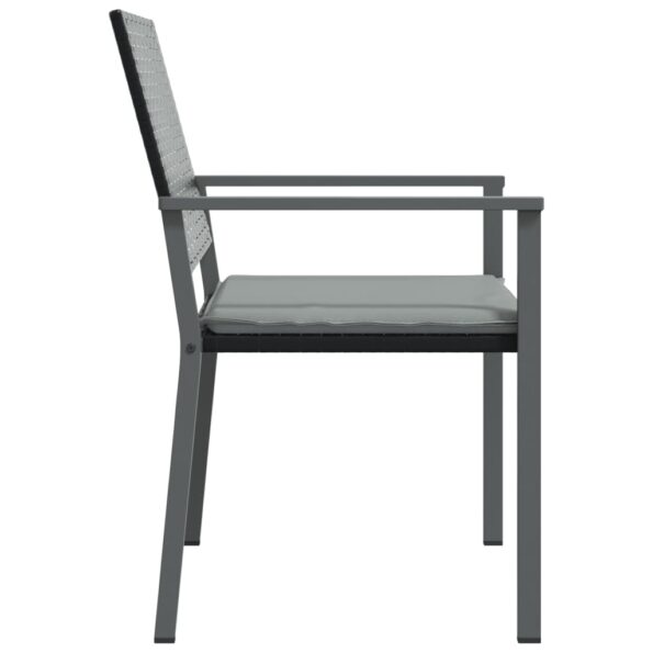 vidaXL Záhradné stoličky s vankúšmi 6ks čierne 54x62,5x89 cm polyratan – Obrázok 5