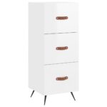vidaXL Komoda lesklá biela 34,5x34x90 cm spracované drevo – Obrázok 2