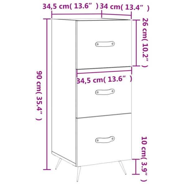 vidaXL Komoda betónovo sivá 34,5x34x90 cm spracované drevo – Obrázok 12