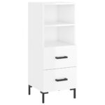 vidaXL Komoda lesklá biela 34,5x34x90 cm spracované drevo – Obrázok 2