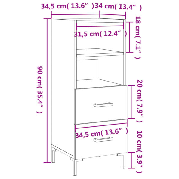 vidaXL Komoda lesklá biela 34,5x34x90 cm spracované drevo – Obrázok 12