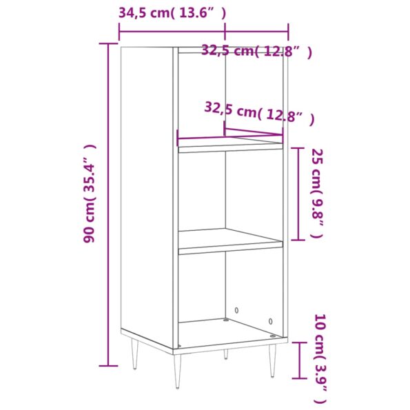 vidaXL Komoda dymový dub 34,5x32,5x90 cm kompozitné drevo – Obrázok 9