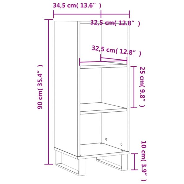 vidaXL Komoda hnedý dub 34,5x32,5x90 cm kompozitné drevo – Obrázok 9