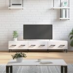 vidaXL TV skrinka, lesklá biela 150x36x30 cm, kompozitné drevo