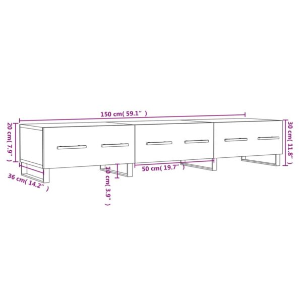 vidaXL TV skrinka, biela 150x36x30 cm, kompozitné drevo – Obrázok 12