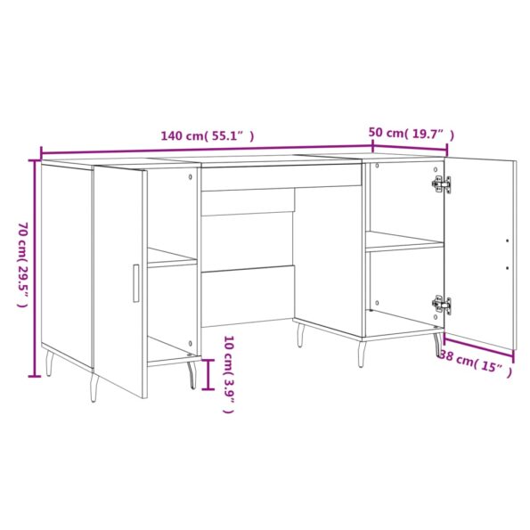 vidaXL Stôl biely 140x50x75 cm kompozitné drevo – Obrázok 12