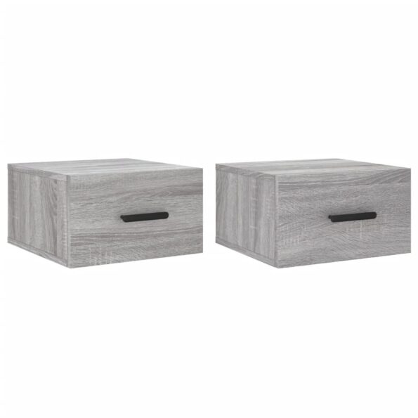 vidaXL Nástenné nočné stolíky 2 ks sivé sonoma 35x35x20 cm – Obrázok 2