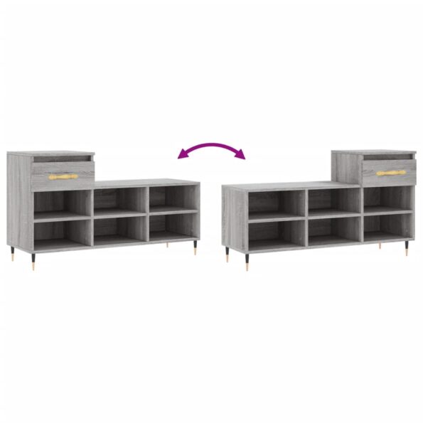 vidaXL Botník sivý dub sonoma 102x36x60 cm spracované drevo – Obrázok 9