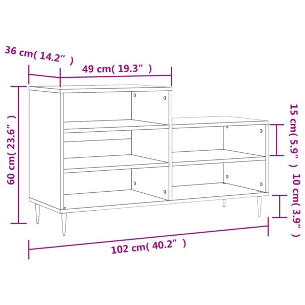 vidaXL Botník dub sonoma 102x36x60 cm spracované drevo – Obrázok 10
