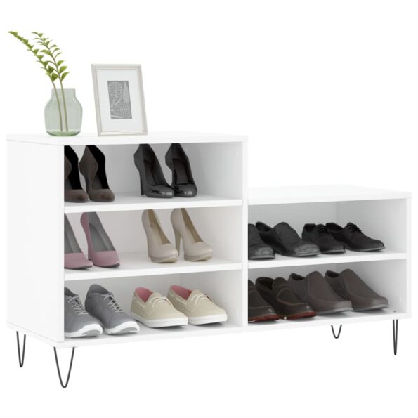 vidaXL Botník biely 102x36x60 cm spracované drevo – Obrázok 3