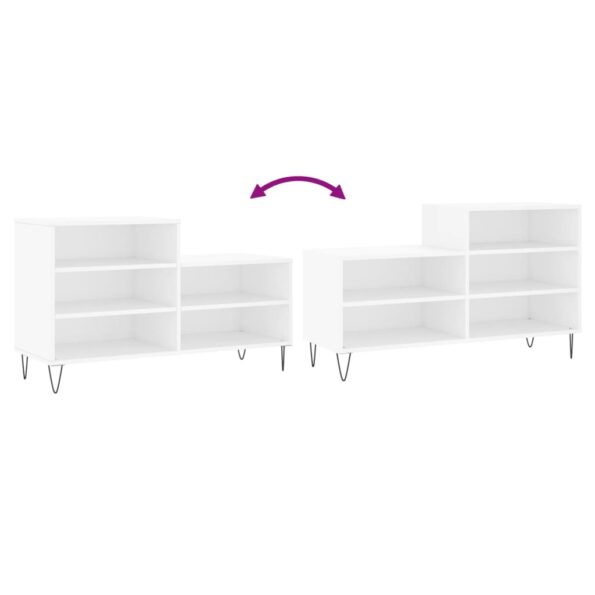 vidaXL Botník biely 102x36x60 cm spracované drevo – Obrázok 7