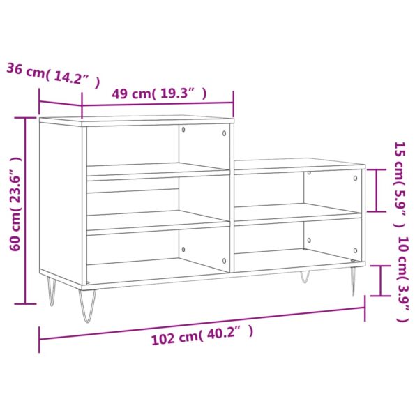 vidaXL Botník biely 102x36x60 cm spracované drevo – Obrázok 10