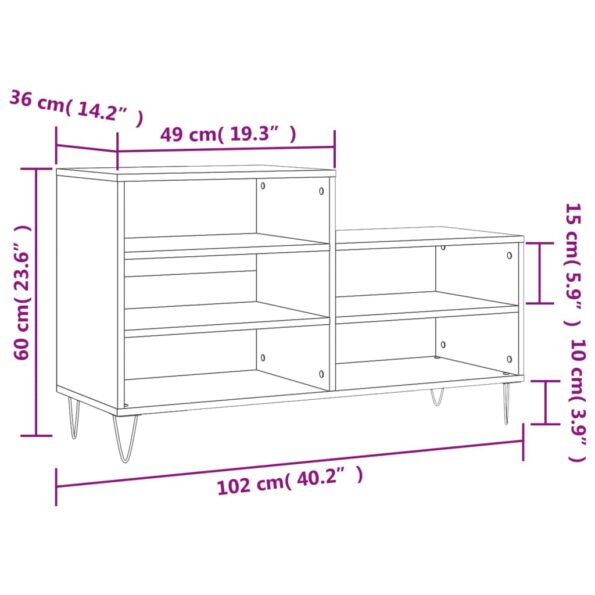 vidaXL Botník hnedý dub 102x36x60 cm spracované drevo – Obrázok 10