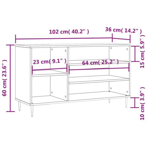 vidaXL Botník čierny 102x36x60 cm spracované drevo – Obrázok 10