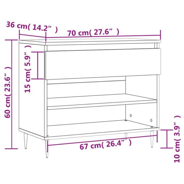 vidaXL Botník betónovo sivý 70x36x60 cm spracované drevo – Obrázok 11