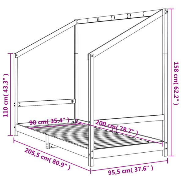 vidaXL Rám detskej postele biely 90x200 cm masívna borovica – Obrázok 9