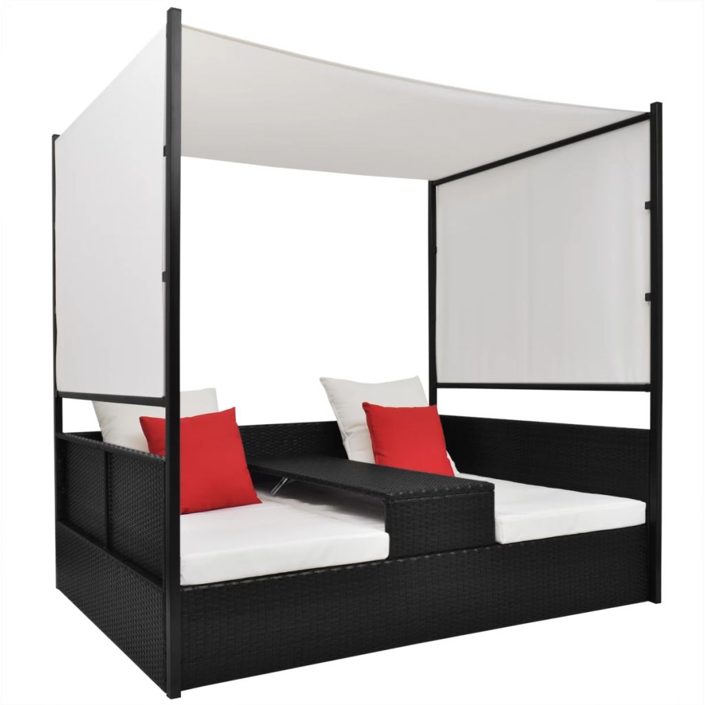 VXL8718475504917_a_en_hd_1.jpg vidaXL Záhradná posteľ so strieškou čierna 190x130 cm polyratanová – Obrázok 1