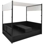 vidaXL Záhradná posteľ so strieškou čierna 190x130 cm polyratanová – Obrázok 5