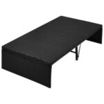 vidaXL Záhradná posteľ so strieškou čierna 190x130 cm polyratanová – Obrázok 6