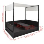 vidaXL Záhradná posteľ so strieškou čierna 190x130 cm polyratanová – Obrázok 7