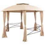 vidaXL Záhradný altánok/stan so závesmi, šesťuholník 360x265 cm – Obrázok 3
