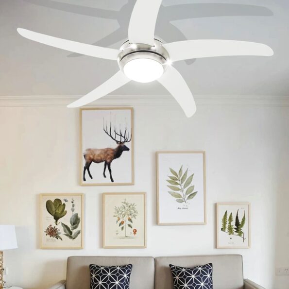 vidaXL Ozdobný stropný ventilátor s osvetlením 128 cm biely – Obrázok 2
