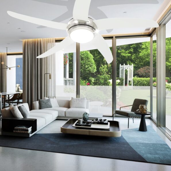 vidaXL Ozdobný stropný ventilátor s osvetlením 128 cm biely – Obrázok 4