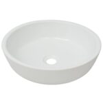 vidaXL Okrúhle keramické umývadlo, biele, 42x12 cm – Obrázok 2