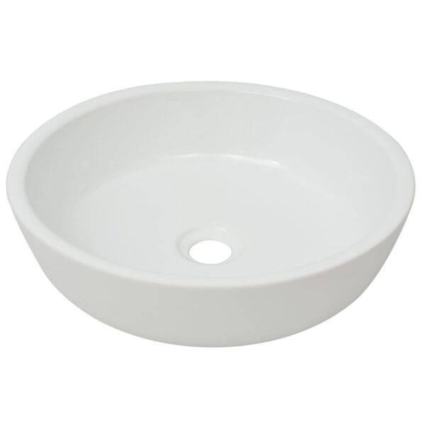 vidaXL Okrúhle keramické umývadlo, biele, 42x12 cm – Obrázok 2