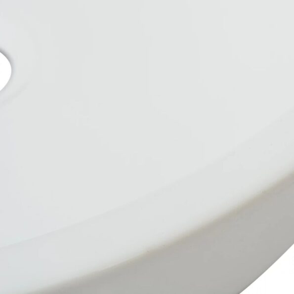 vidaXL Okrúhle keramické umývadlo, biele, 42x12 cm – Obrázok 4
