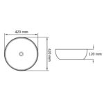 vidaXL Okrúhle keramické umývadlo, biele, 42x12 cm – Obrázok 5