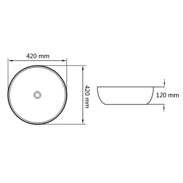 vidaXL Okrúhle keramické umývadlo, biele, 42x12 cm – Obrázok 5