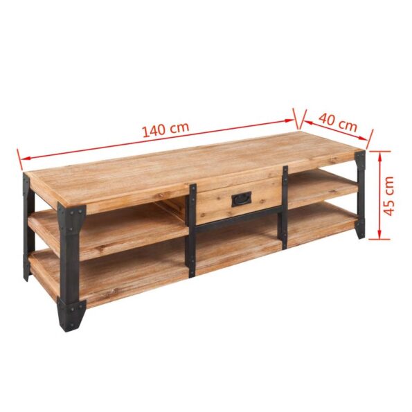 vidaXL TV stolík, akáciový masív 140x40x45 cm – Obrázok 5