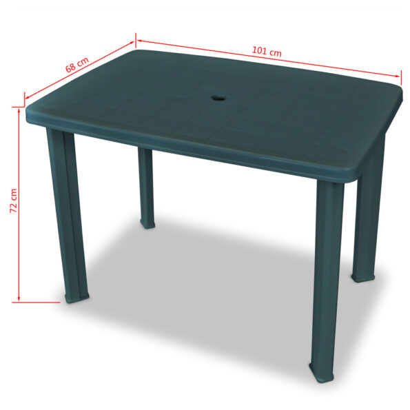 vidaXL Záhradný stôl, zelený 101x68x72 cm, plast – Obrázok 5