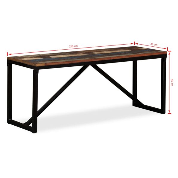 vidaXL Lavička, recyklovaný masív 110x35x45 cm – Obrázok 12