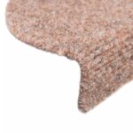 vidaXL Schodové rohože, samolepiace, 15 ks, 56x17x3 cm, svetlohnedé, polkruhové – Obrázok 6
