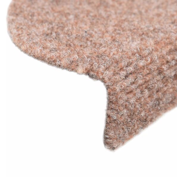 vidaXL Schodové rohože, samolepiace, 15 ks, 56x17x3 cm, svetlohnedé, polkruhové – Obrázok 6