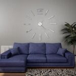 vidaXL 3D nástenné hodiny s moderným dizajnom 100 cm XXL strieborné – Obrázok 3