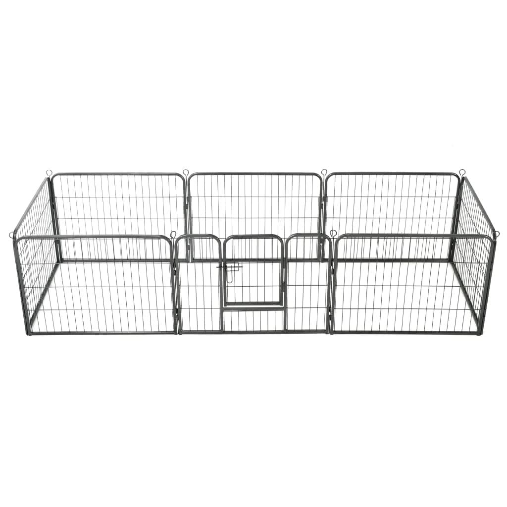 VXL8718475596462_a_en_hd_1.jpg vidaXL Oceľová ohrádka pre psov s 8 panelmi 60x80 cm čierna – Obrázok 1